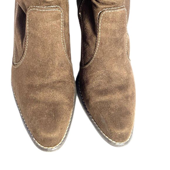 Brown Noelle boot 9.5W-predictions suede tall high heel zipper boho slouch style - Picture 5 of 16